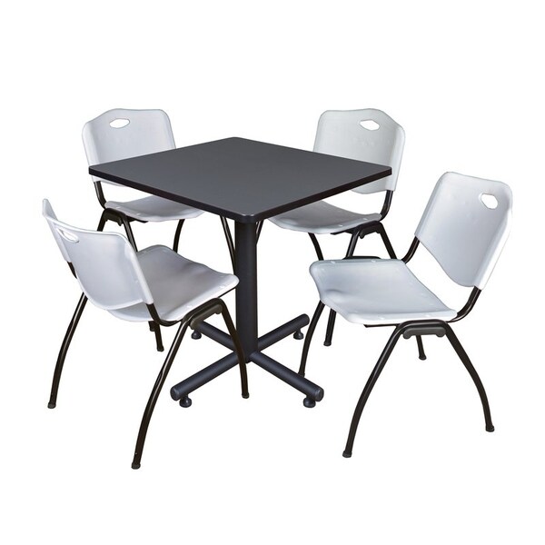 Kobe Kobe Square Table & Chair Set, Wood, Metal, Plastic Top, Grey TKB3030GY47GY - main
